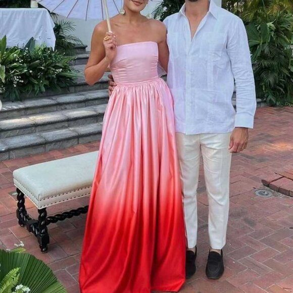 SAU LEE Revolve Teigen Gown Maxi Dress Sz0 Blush Red Ombre Event Party Cocktail - Picture 9 of 16